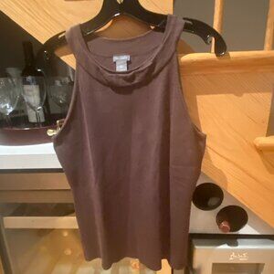 Ann Taylor Brown Knit Halater Top, Size L